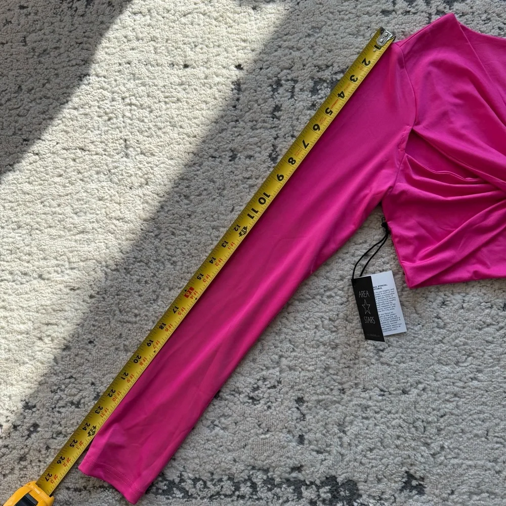 NWT- Area Stars Pink Criss Crossed Cropped Long Sleeve Sz M - Picture 12 of 12